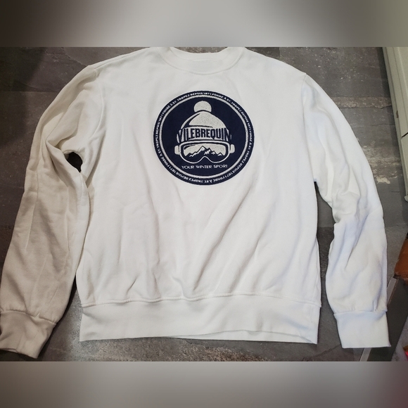 Vilebrequin White Men's Long Sleeve Cotton Crewneck Sweater. Embroidery. L. - Picture 1 of 10
